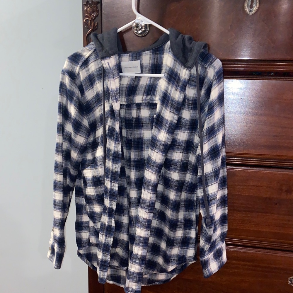 American Eagle, size XS, blue and white plaid